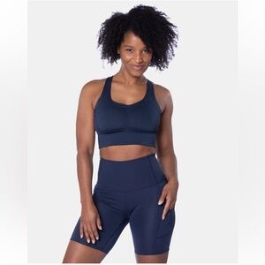 Handful High Five High Waisted Biker Shorts Size S In Night Swim Navy